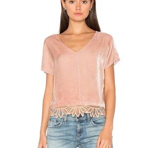 YORK STREET CROPPED NUDE VELVET TOP